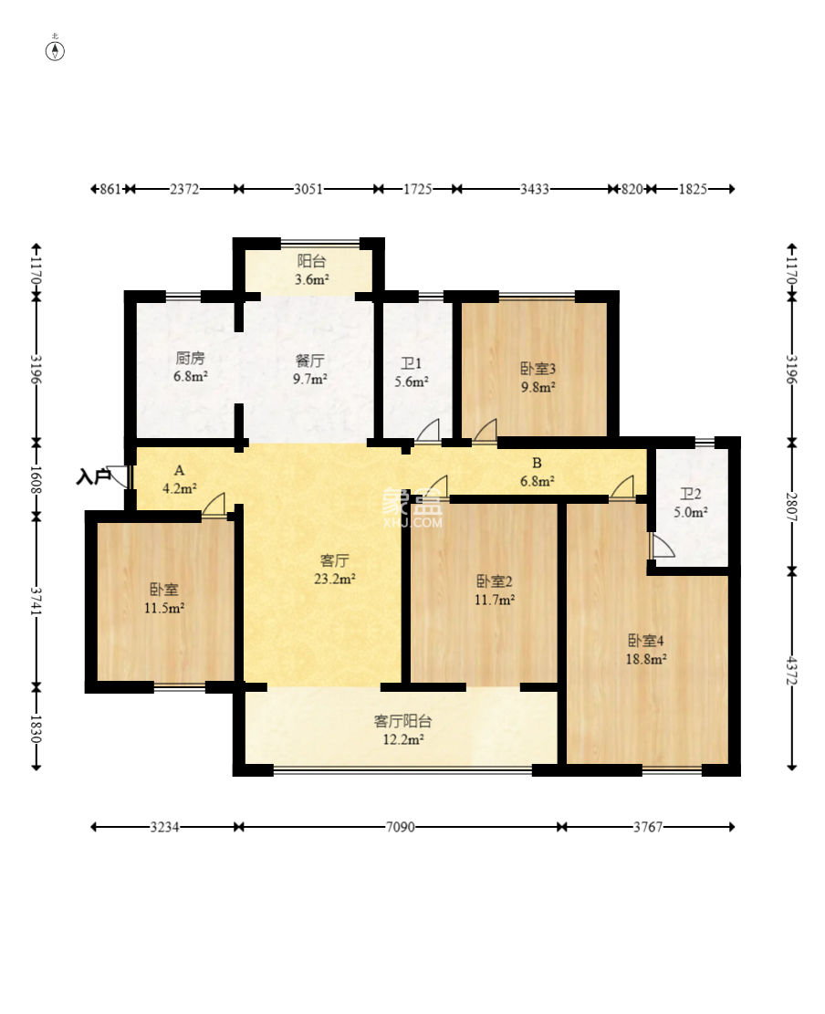 天城國際廣場  4室2廳2衛(wèi)   210.00萬