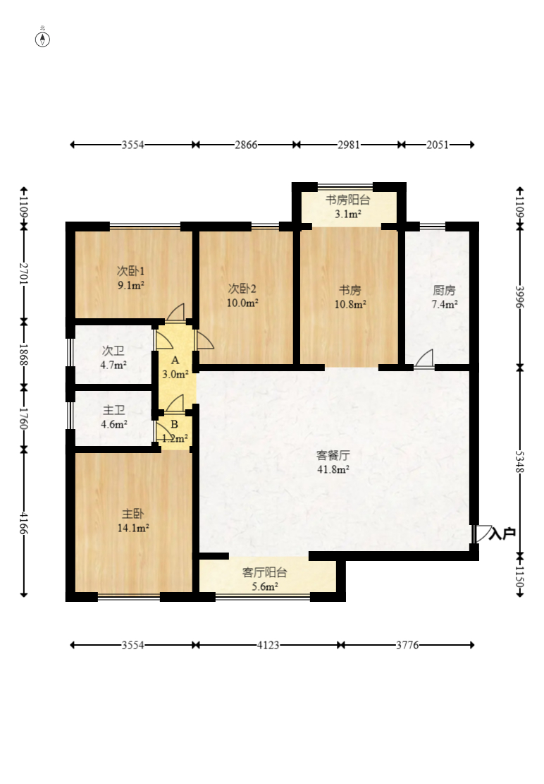 南璟滨江书苑  4室2厅2卫   69.80万室内图1