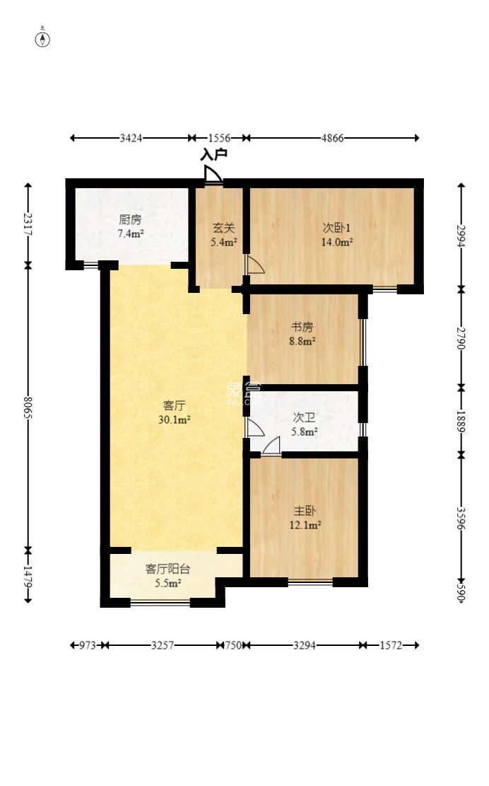 恒基旭辉湖山赋  3室1厅1卫    65.8万