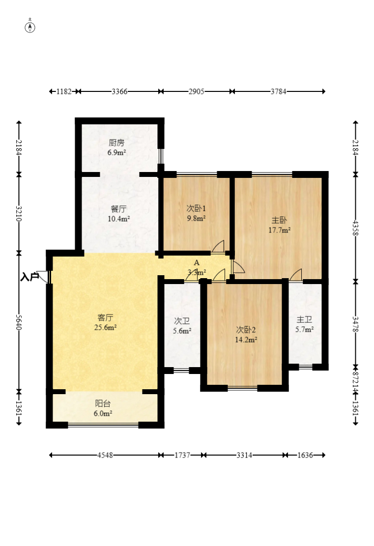 金富北城 3室2厅1卫 53.0万 金富北城 3室2厅1卫 53.0万户型图