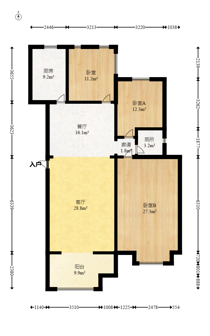 麓山翰林苑  3室2厅2卫    118.0万室内图1