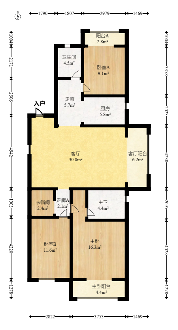 江悦和鸣  4室2厅2卫   220.00万室内图1