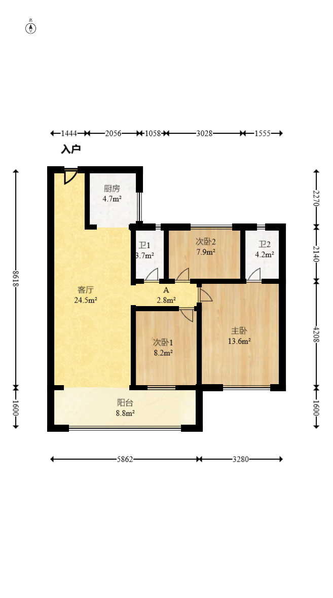 兴进珺府  3室2厅2卫   90.90万室内图1