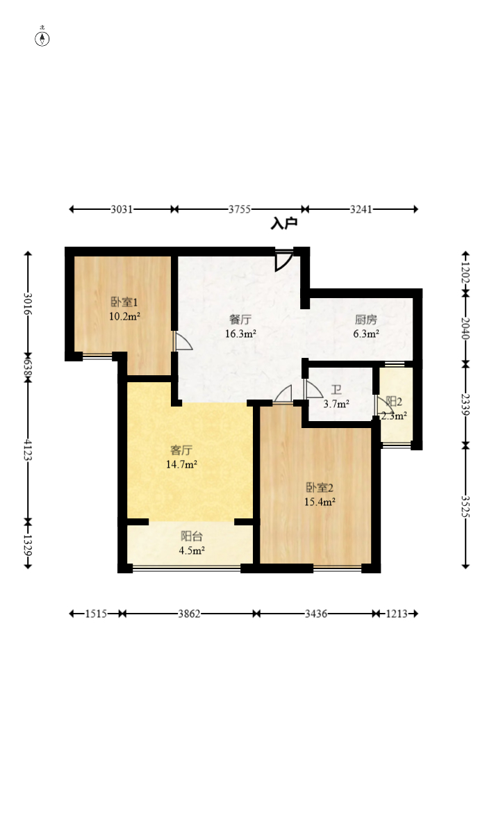 城南故事家园 2室1厅1卫 68.0万 城南故事家园 2室1厅1卫 68.0万户型图