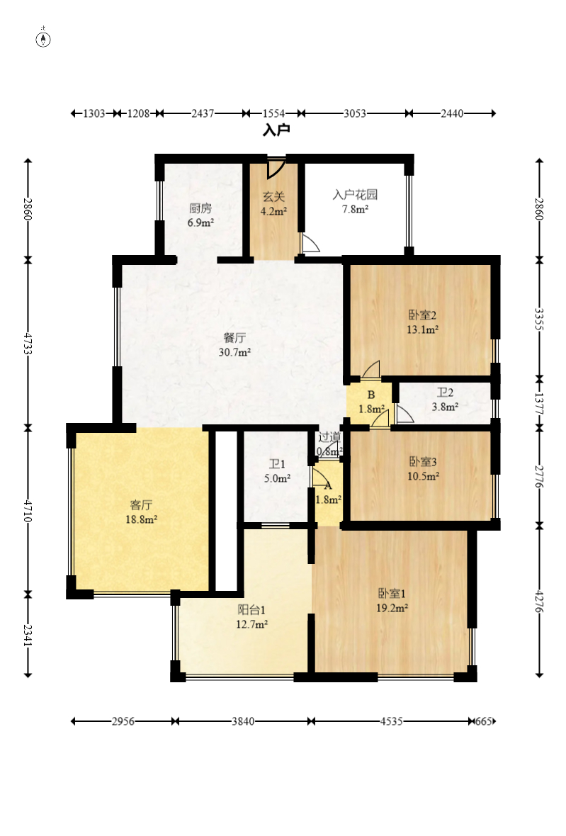 中建桂苑  4室2厅1卫   122.00万室内图1