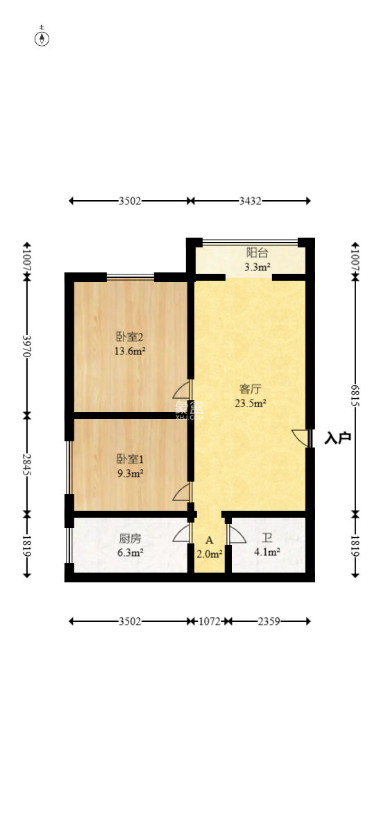 左岸右岸  2室1厅1卫   63.00万
