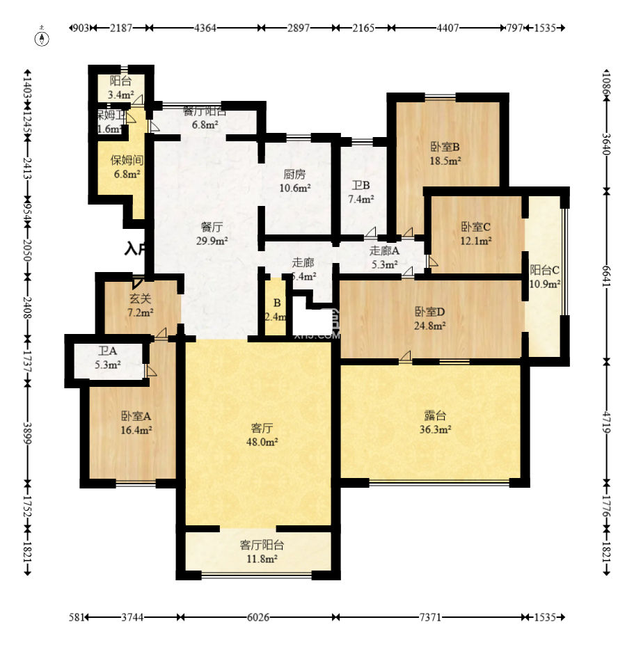 鑫远紫樾香山一期  6室2厅4卫   680.00万