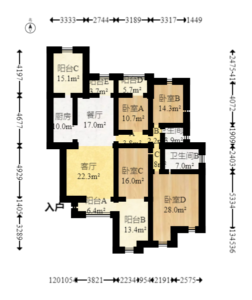 橘郡礼顿山 4室2厅2卫 113.0万 橘郡礼顿山 4室2厅2卫 113.0万户型图