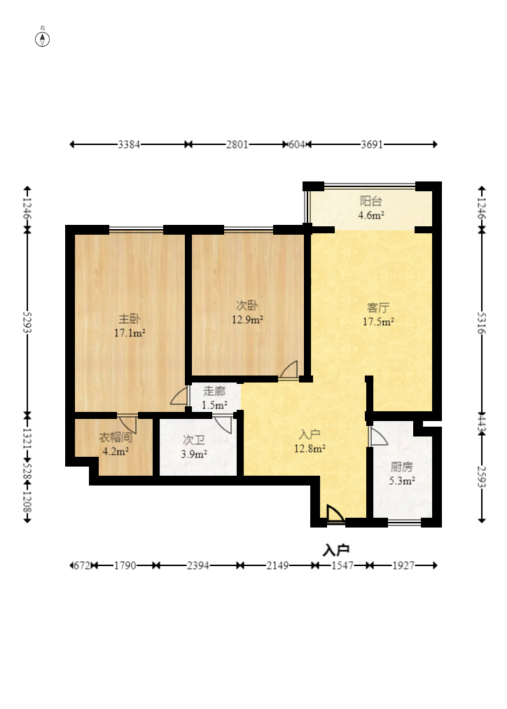 龙华商城  3室2厅1卫    129.5万 龙华商城  3室2厅1卫    129.5万户型图