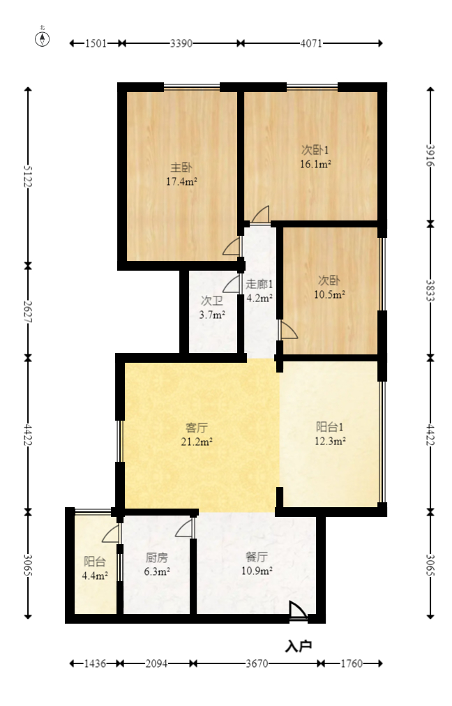洛杉矶城 2室2厅1卫 140.0万 洛杉矶城 2室2厅1卫 140.0万户型图