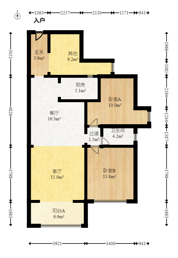 曙光领峰（曙光家园）  3室2厅1卫   92.00万室内图1