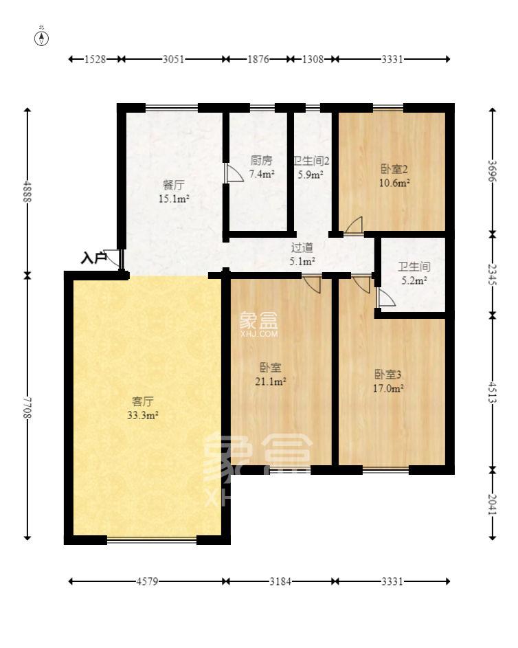 金峰小区北院（七里营社区）  3室2厅1卫   2800.00元/月室内图1