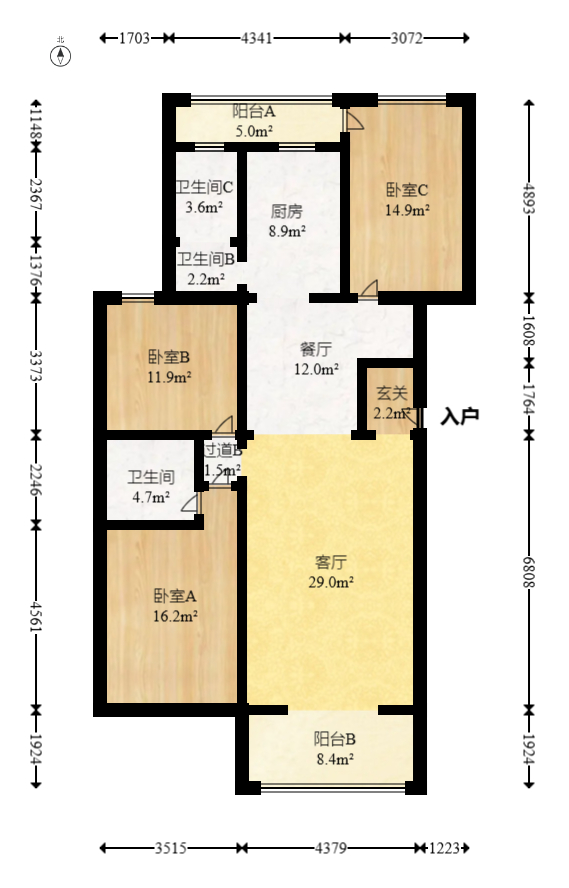 都江新城(都江新苑) 3室3厅2卫 132.0万 都江新城(都江新苑) 3室3厅2卫 132.0万户型图