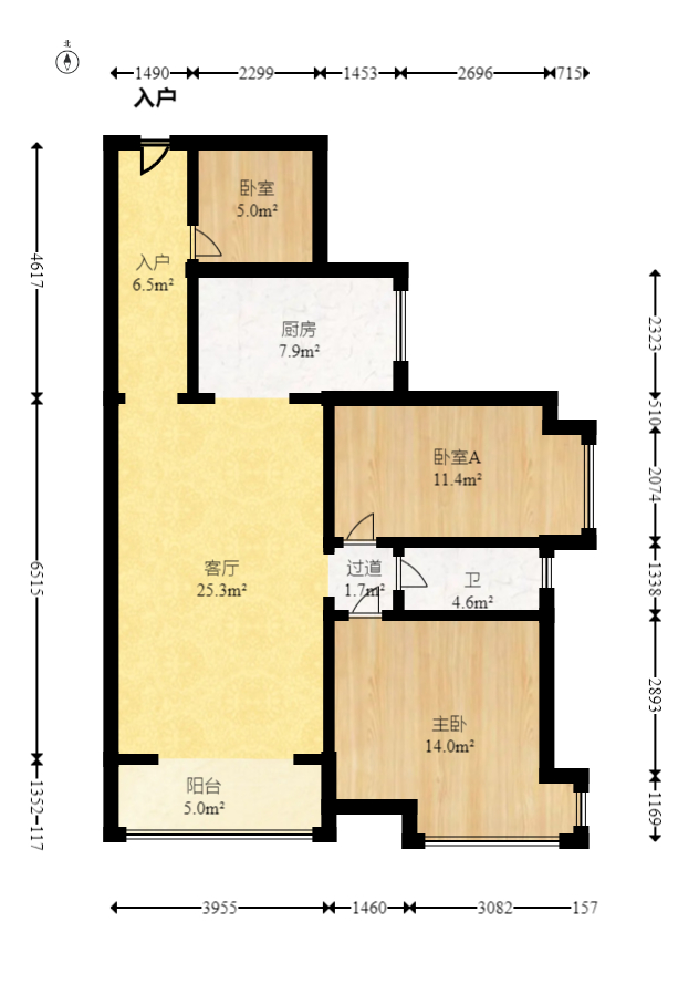恒基凯旋门一二期  3室2厅1卫    72.8万 恒基凯旋门一二期  3室2厅1卫    72.8万户型图
