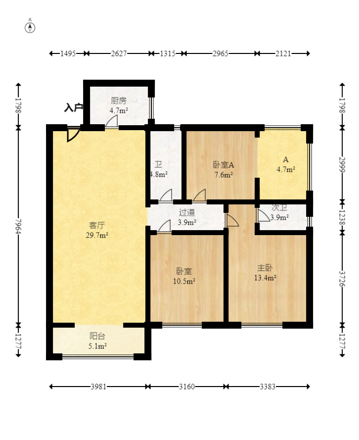 楚天世纪城西苑 3室2厅2卫 73.8万 楚天世纪城西苑 3室2厅2卫 73.8万户型图