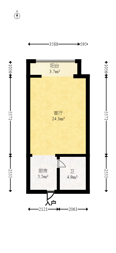 时代星城  1室1厅1卫    19.8万室内图1