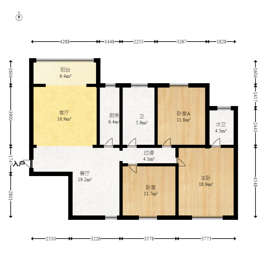时代星城  3室2厅2卫   86.00万室内图1