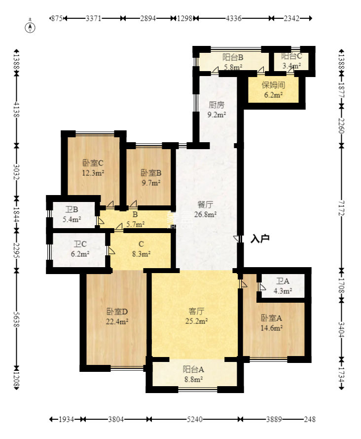 富興時代御城  4室2廳2衛(wèi)   358.00萬