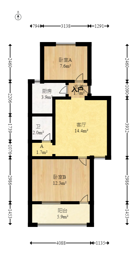 东风一村社区房（王家垅）  2室1厅1卫   34.00万室内图1