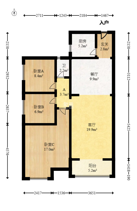 上园商住小区  3室2厅1卫    93.0万