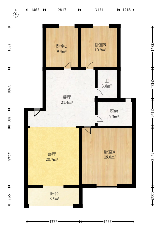 四方小区  3室1厅1卫   72.00万室内图1