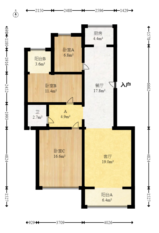 万煦园  3室2厅2卫   96.80万室内图1