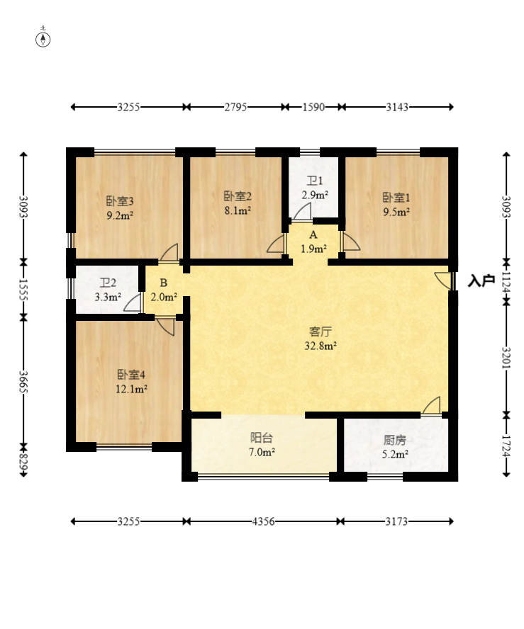 山与墅 4室2厅2卫 78.8万 山与墅 4室2厅2卫 78.8万户型图