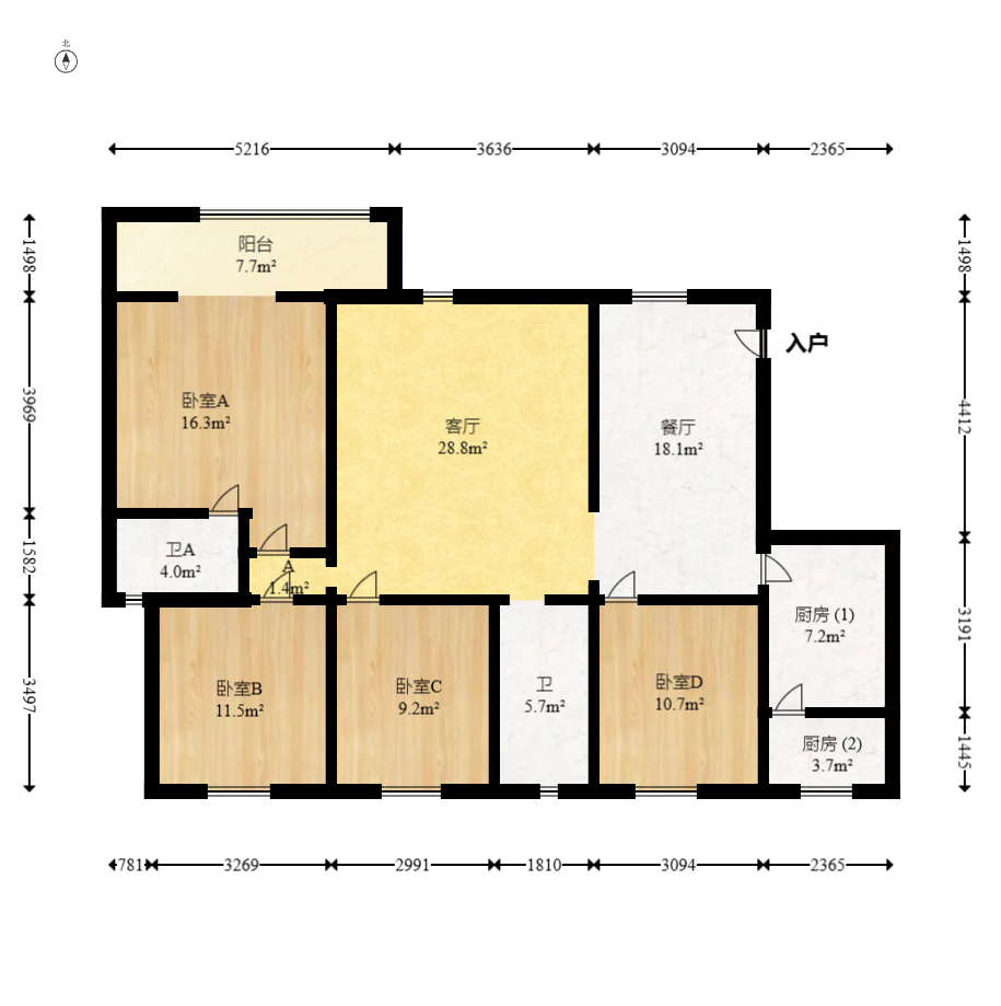湘麓国际 4室2厅1卫 103.0万 湘麓国际 4室2厅1卫 103.0万户型图