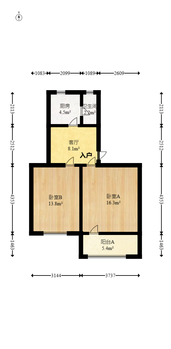 牛婆塘社区  2室1厅1卫   48.80万室内图1