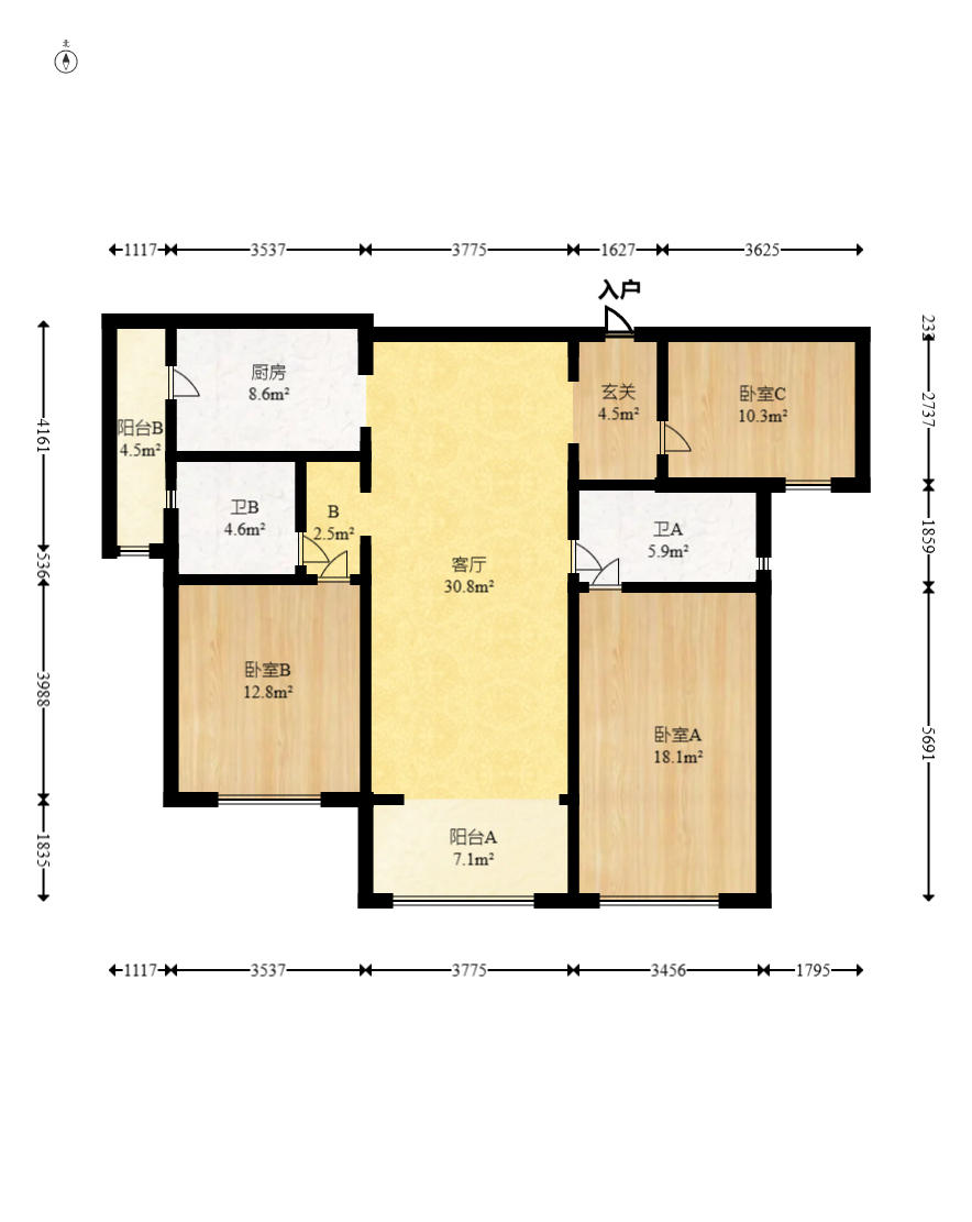 绿地V岛  3室2厅2卫    168.0万 绿地V岛  3室2厅2卫    168.0万户型图