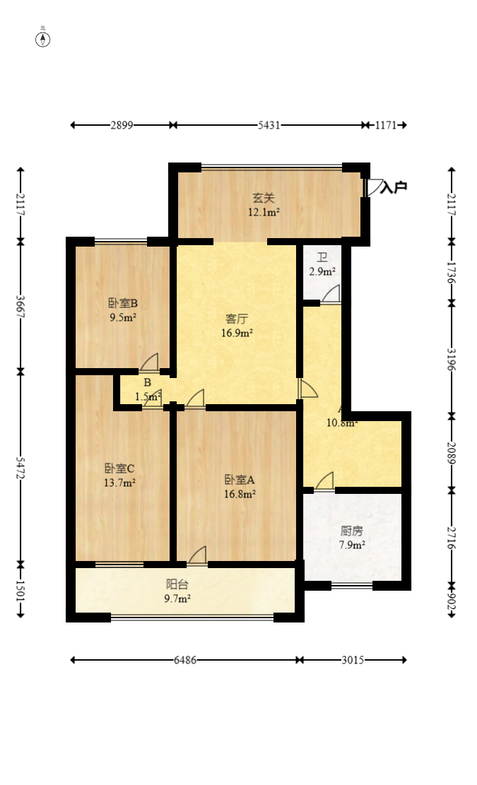 国庆新村  3室2厅1卫   65.00万室内图1
