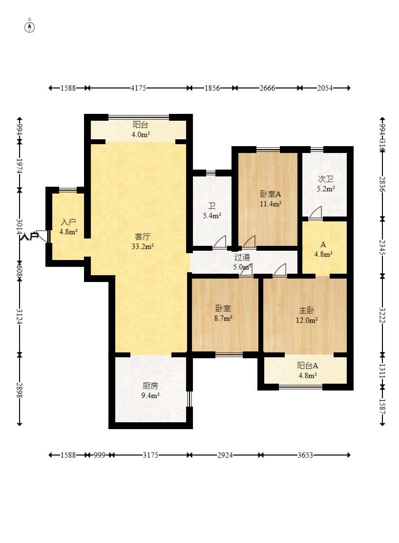新长海广场  3室2厅2卫    78.0万 新长海广场  3室2厅2卫    78.0万户型图