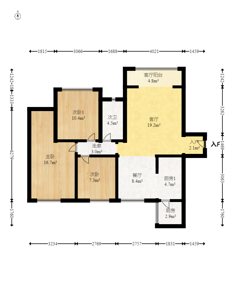 锦地翰城二期 3室2厅2卫 148.0万 锦地翰城二期 3室2厅2卫 148.0万户型图