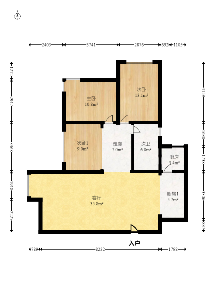 海岸金沙 2室2厅2卫 178.0万 海岸金沙 2室2厅2卫 178.0万户型图