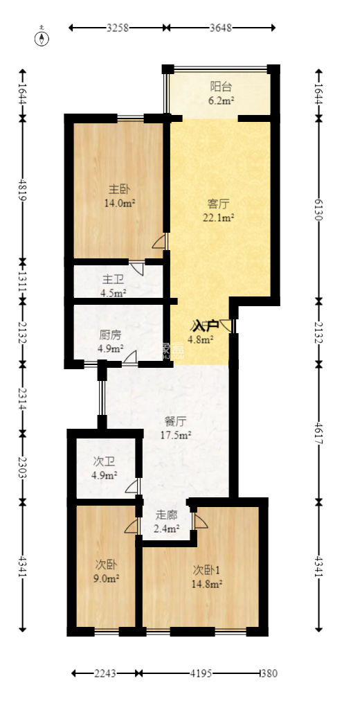 金竹园  3室2厅2卫    119.0万