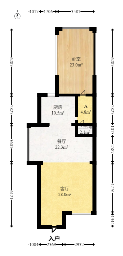 佳兆业水岸新都  1室2厅3卫   258.00万室内图1