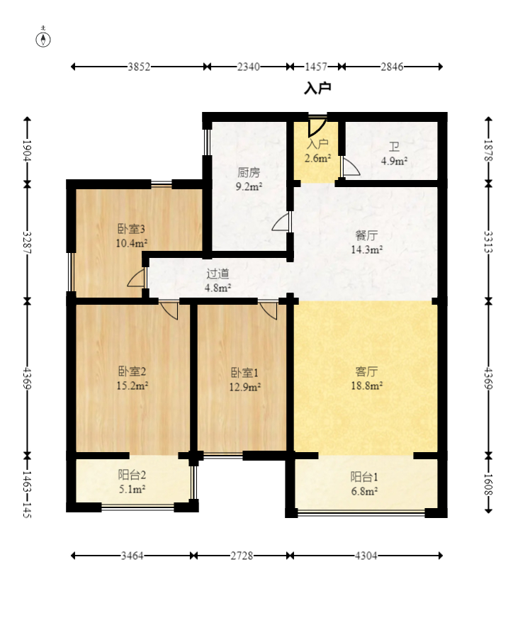 雄踞都市东家  3室2厅2卫   90.00万室内图1