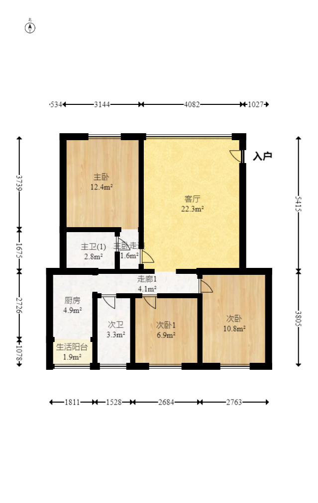 金山小区 3室2厅2卫 119.0万 金山小区 3室2厅2卫 119.0万户型图