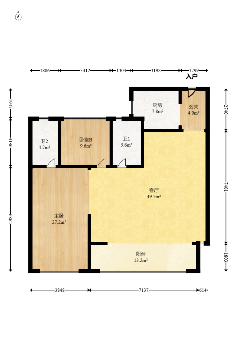建投象山国际  3室2厅2卫   132.00万室内图1