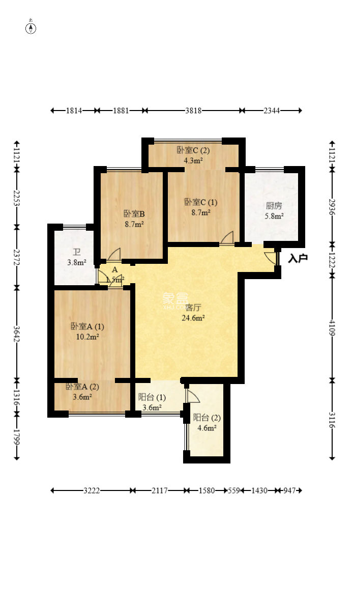 翡翠华庭  3室2厅1卫    93.8万
