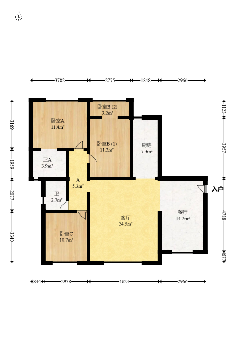 沁园春御院  3室2厅1卫   150.00万室内图1