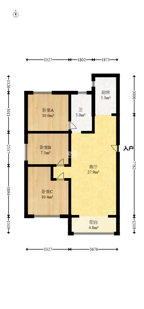 高盛華成  3室2廳1衛(wèi)   69.00萬