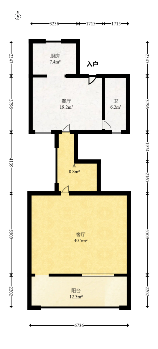 振业城二期  6室3厅1卫   1100.00万室内图1