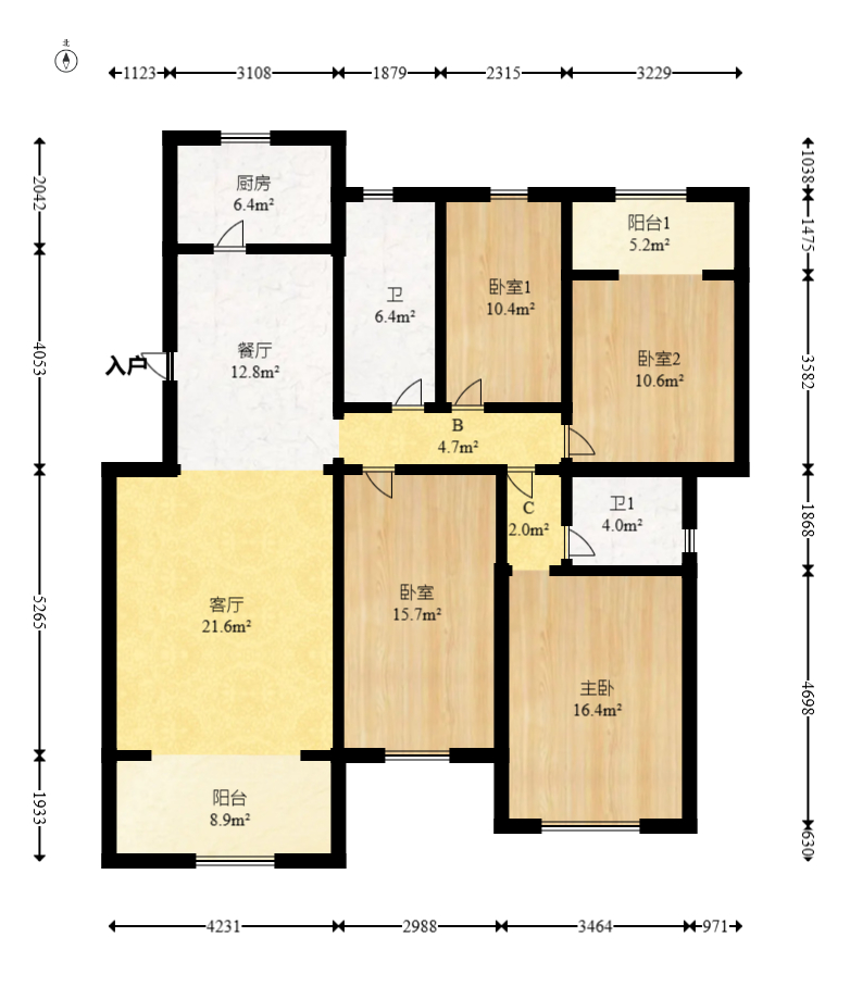 山水湾 4室2厅2卫 109.8万 山水湾 4室2厅2卫 109.8万户型图