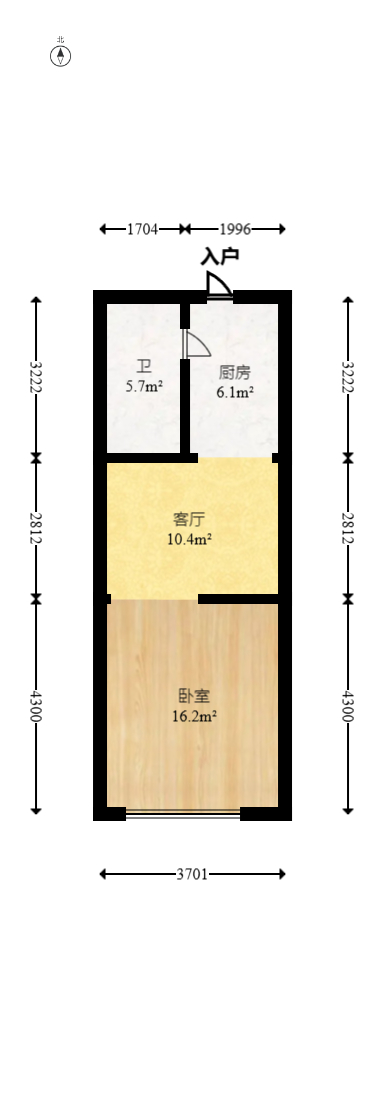 泊富公寓（泊富国际广场）  1室1厅1卫   58.00万室内图1