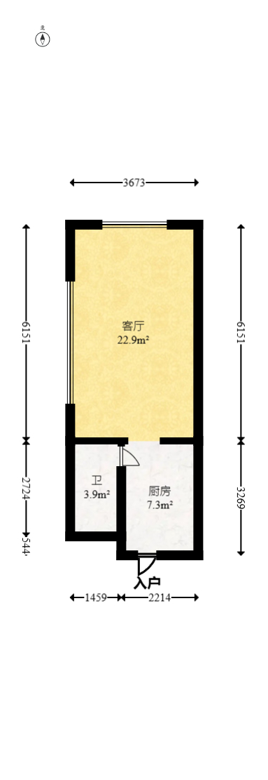 绿地V岛  1室1厅1卫   45.00万室内图1