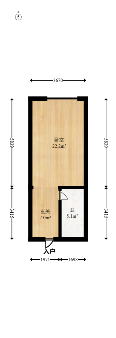绿地V岛  1室1厅1卫   41.00万室内图1