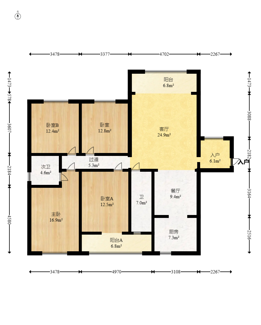 高林金三华邸 4室2厅2卫 79.8万 高林金三华邸 4室2厅2卫 79.8万户型图