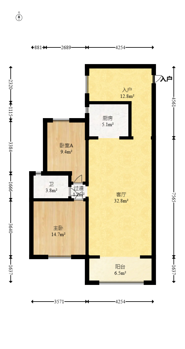 申湘宽境  3室2厅1卫   58.80万室内图1