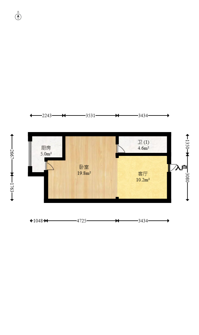 万博汇 1室1厅1卫 52.0万 万博汇 1室1厅1卫 52.0万户型图